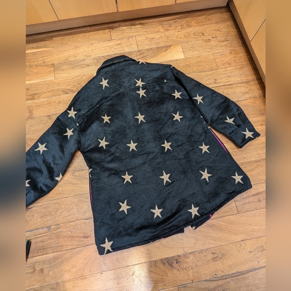 NWT new AVEC LES FILLES Felt Shirt Jacket In Black/tan Star from modesens/Anthro - Picture 14 of 14